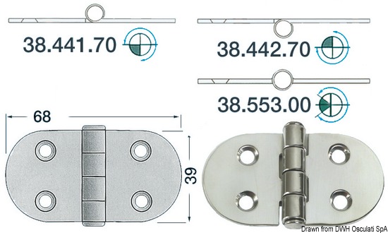 Cerniera Inox Rovesciata 68x39 Mm 38 442 70 Osculati Cerniere