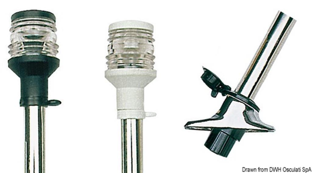 ASTA INOX CON Fanale Luce Di Via 360° Estraibile 60 Cm. - Asta