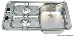 Lavello sinistro +2 fuochi  inox standard [Smev]