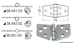 Cerniera nodo rovesciato 74x37 mm