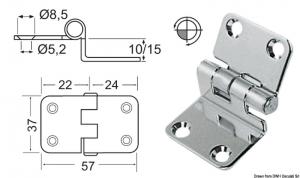 Cerniera inox 57x37x15 mm