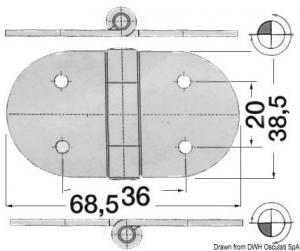 Cerniera inox 68,5x38,5 mm