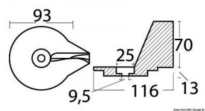 Anodo MERCURY pinna 25/50 HP magnesio