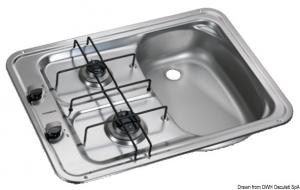 Lavello destro + 2 fuochi  inox standard