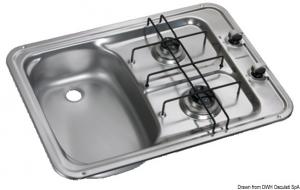 Lavello sinistro +2 fuochi  inox standard