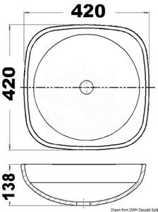 Lavello squadrato in vetro 420 x 420 mm