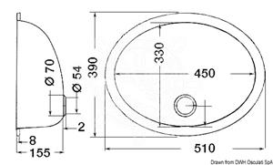 Lavello inox ovale 510 x 390 mm