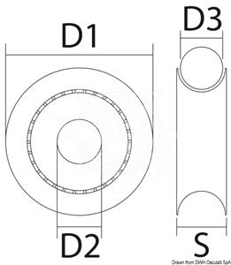 Puleggia in delrin su sfere inox mm 28 Ø 8