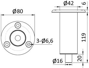 Basetta inox a incasso per 15.480.xx