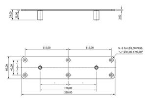 Piastra in acciaio inox per fissaggio piedino oscillante