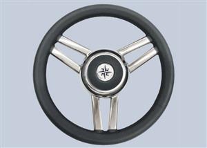 Volante in acciaio inox con impugnatura in pelle [Mavimare]