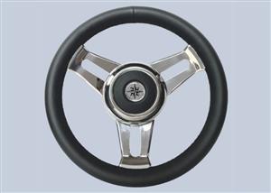 Volante in acciaio inox con impugnatura in pelle [Mavimare]