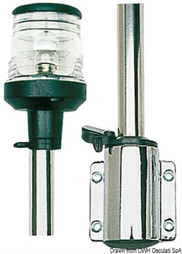 Asta 60 cm inox con fanale plastica nera