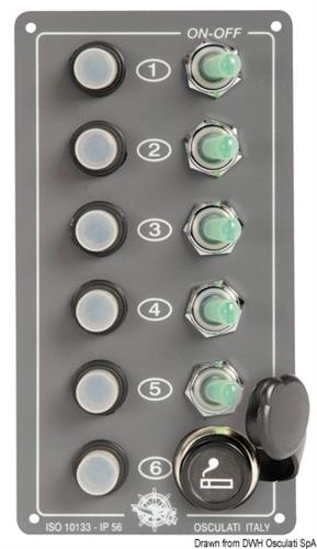 Pannello Elite 5 interruttori + presa accendino
