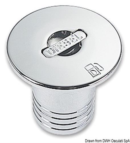 Tappo ottone cromato a filo Diesel 50 mm