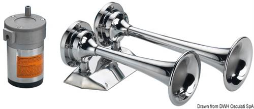 Tromba cromata 2 corni 12 V