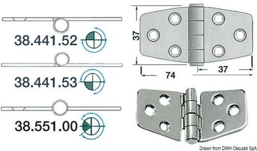Cerniera nodo rovesciato 74x37 mm