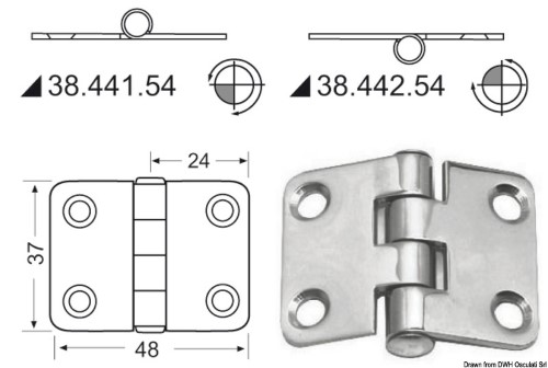 Cerniera nodo sporgente 48x37 mm