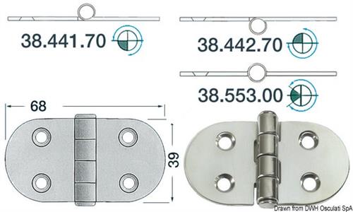 Cerniera inox 68x39 mm