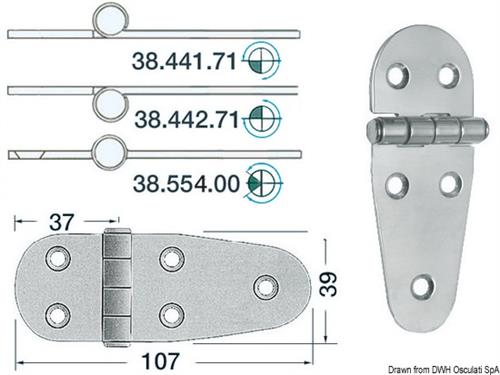 Cerniera inox 107x39 mm