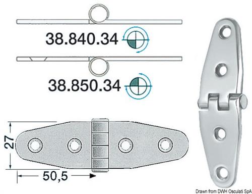 Cerniera inox 101x27 mm