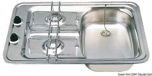 Lavello sinistro +2 fuochi  inox standard