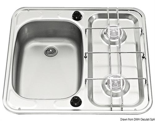 Lavello sinistro + 2 fuochi  inox piccolo