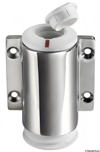 Basetta a parete inox cappuccio bianco 3 contatti