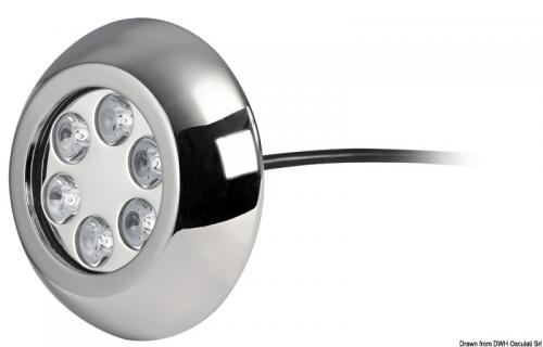 Faro subacqueo 6 LED bianchi, con vite