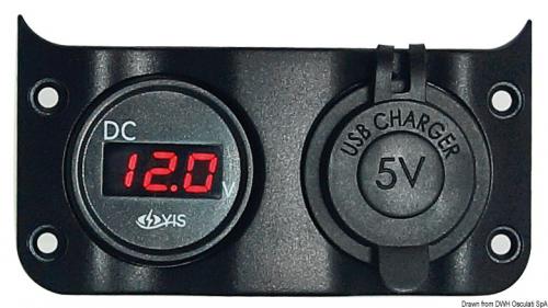 Voltometro 3/30 V + presa USB doppia