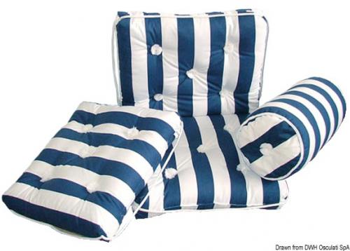 Cuscino forma rollo in cotone blu e bianco