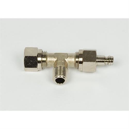 Raccordo ottone cromato filetto 1/4 per tubo diametro 10 con sfiato