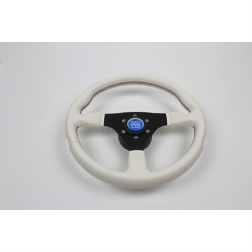 Volante in sky bianco con razze nere diametro 350