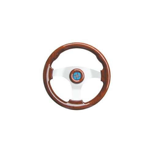 Volante in mogano con razze in alluminio diametro 350