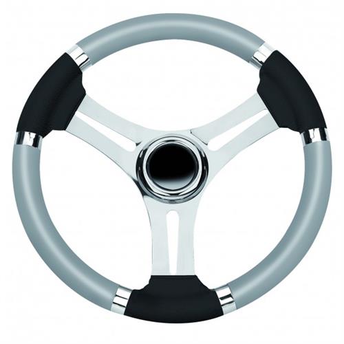 Volante inox impugnatura poliuretano colore nero/grigio Ø 350