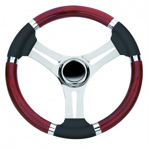 Volante inox impugnatura radica e poliuretano colore nero Ø 350 