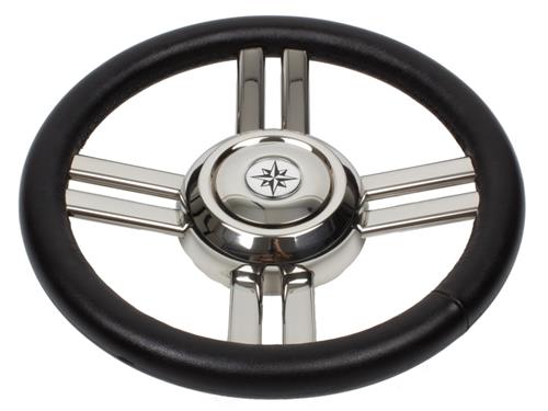 Volante in acciaio inox con impugnatura in poliuretano colore nero