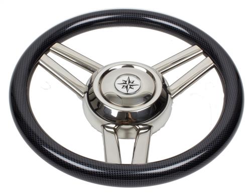 Volante in acciaio inox con impugnatura in poliuretano tipo cubica