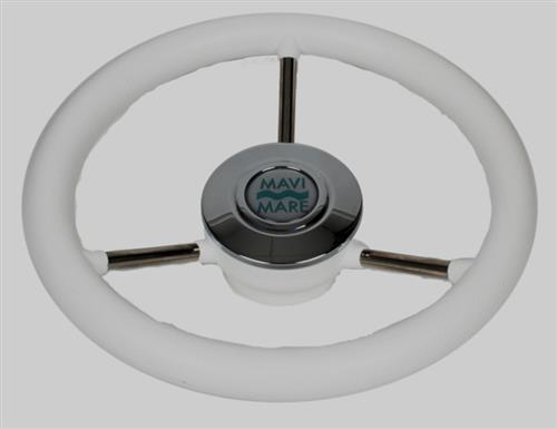 Volante in acciaio inox a con impugnatura in poliuretano colore bianco diametro 280