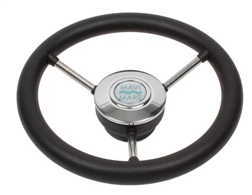 Volante in acciaio inox con impugnatura in poliuretano colore nero