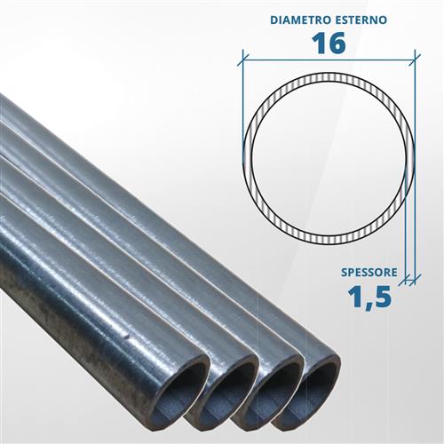 Tubo diametro 16 spessore 1,5 mm (opaco) - AISI 316L