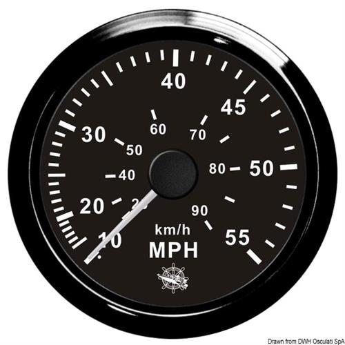 Spidometro Pitot 0-55 MPH nero/lucida