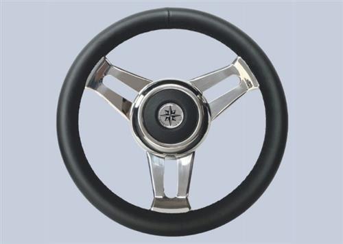 Volante in acciaio inox con impugnatura in pelle