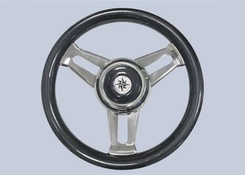 Volante in acciaio inox con impugnatura tipo carbonio