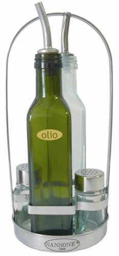 Stand olio e aceto per bottiglie quadre a 4 posti